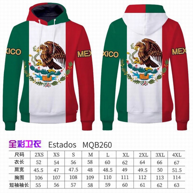 Estados Full Color Long sleeve Patch pocket Sweatshirt Hoodie 9 sizes from XXS to XXXXL MQB260