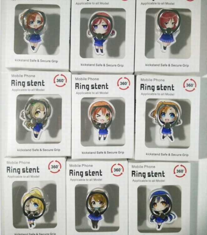 Love Live Cartoon characters Acrylic mobile phone bracket Boxed price for 10 pcs Color mixing
