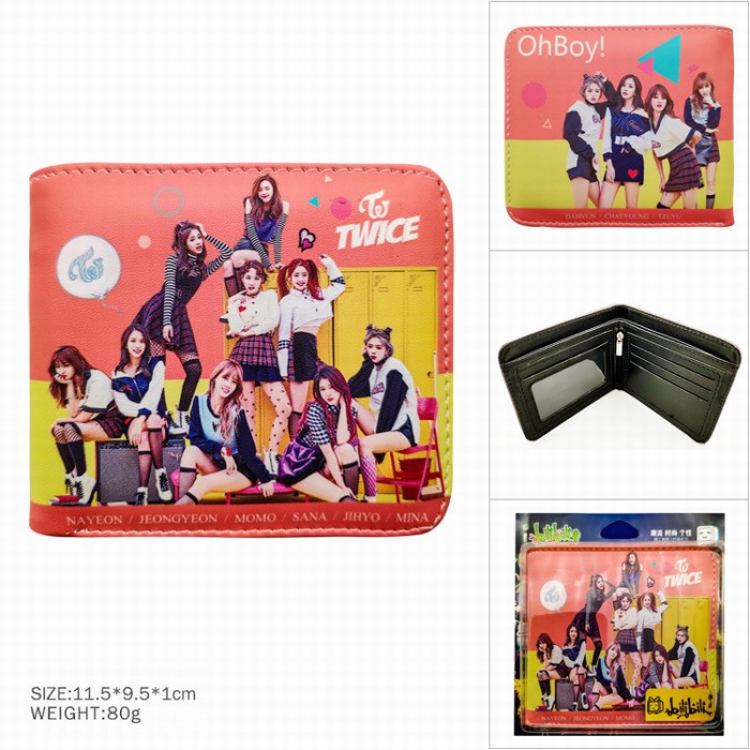 TWICE Full color short two fold wallet purse 11.5X9.5X1CM 80G HK-205