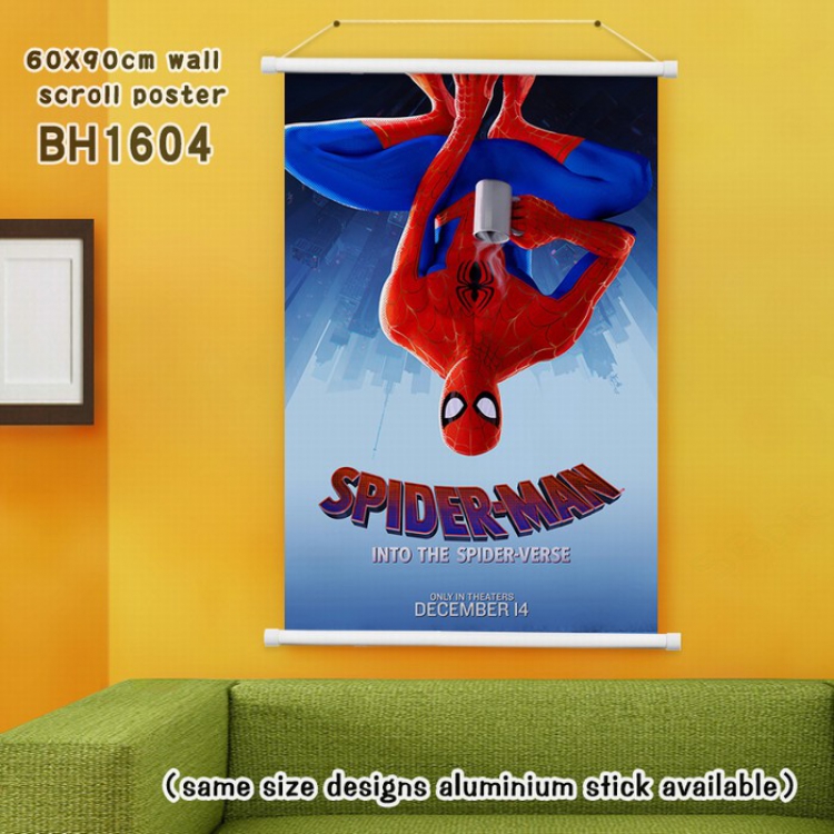 Spiderman White Plastic rod Cloth painting Wall Scroll 60X90CM BH1604