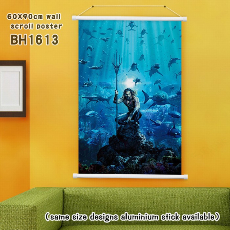 Aquaman White Plastic rod Cloth painting Wall Scroll 60X90CM BH1613