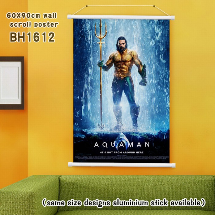 Aquaman White Plastic rod Cloth painting Wall Scroll 60X90CM BH1612