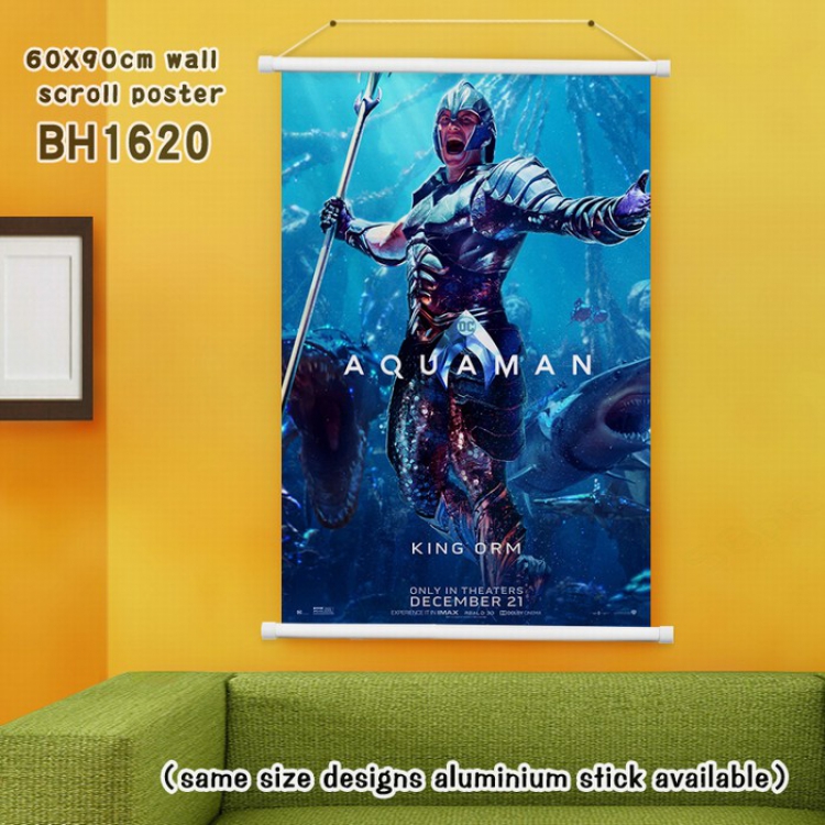 Aquaman White Plastic rod Cloth painting Wall Scroll 60X90CM BH1620