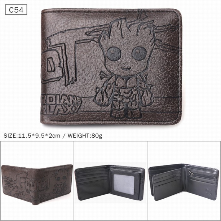 Guardians of the Galaxy  Black Folded Embossed Short Leather Wallet Purse 11.5X9.5X2CM 80G C54