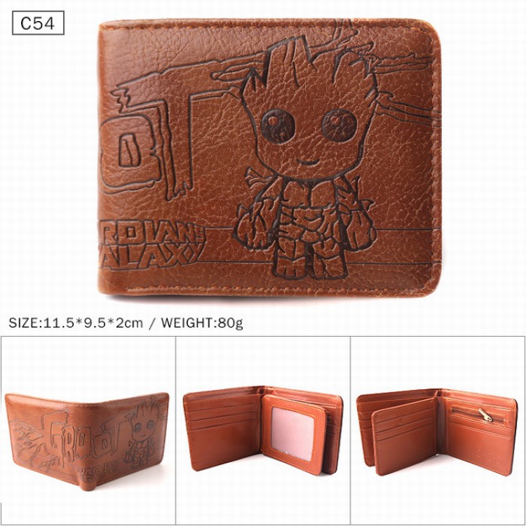 Guardians of the Galaxy Brown Folded Embossed Short Leather Wallet Purse 11.5X9.5X2CM 80G C54
