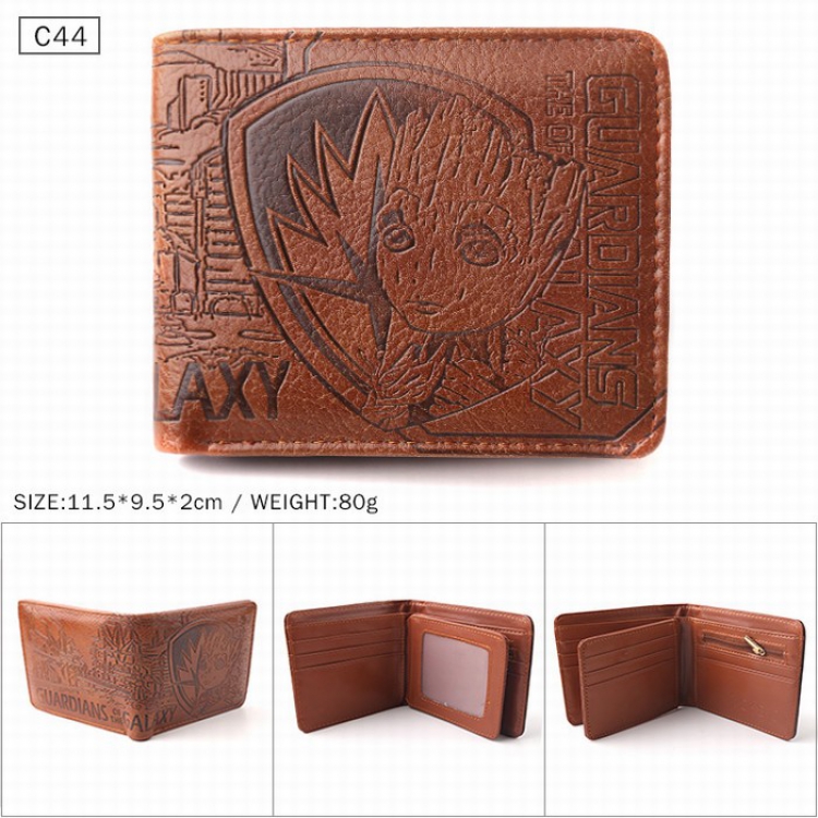 Guardians of the Galaxy Brown Folded Embossed Short Leather Wallet Purse 11.5X9.5X2CM 80G C44
