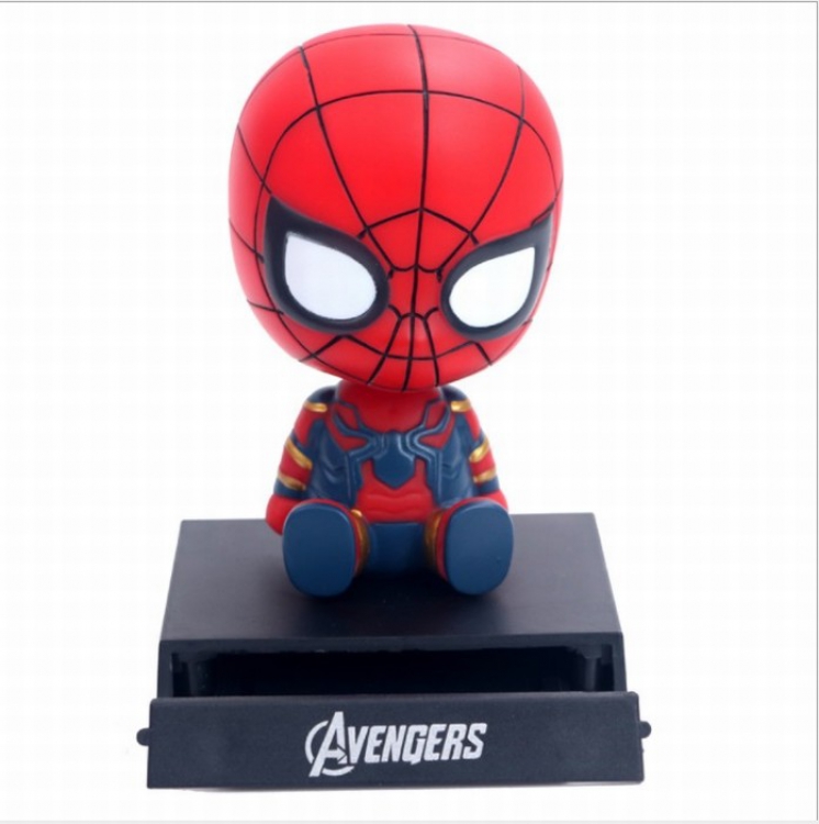 The avengers allianc Spiderman Shake head Boxed Figure Decoration 12CM 0.15KG Mobile phone holder