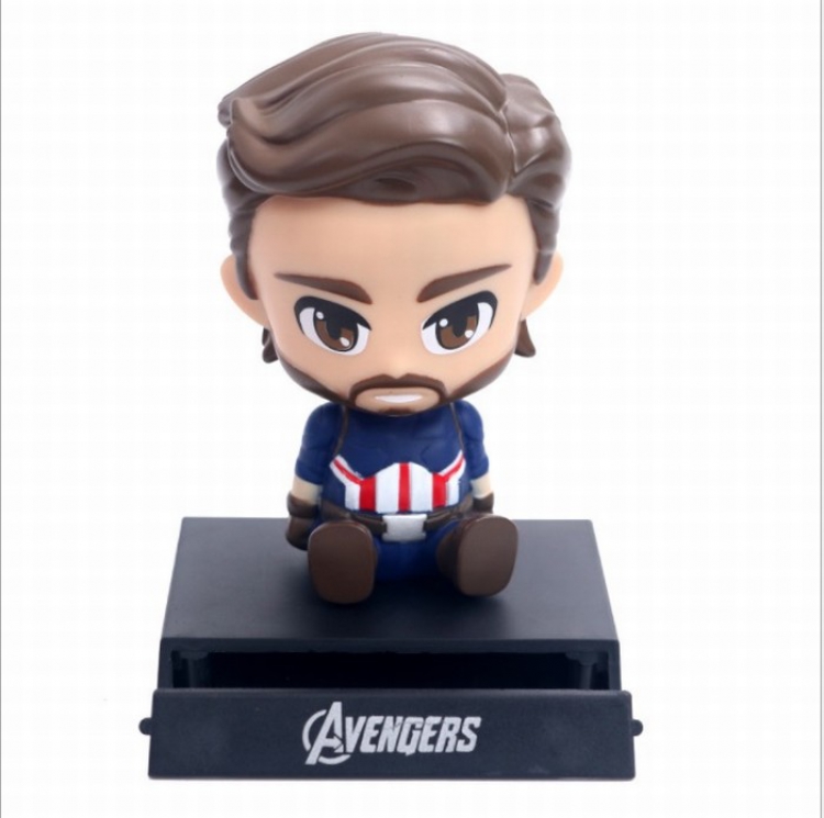 The avengers allianc Captain America Shake head Boxed Figure Decoration 12CM 0.15KG Mobile phone holder