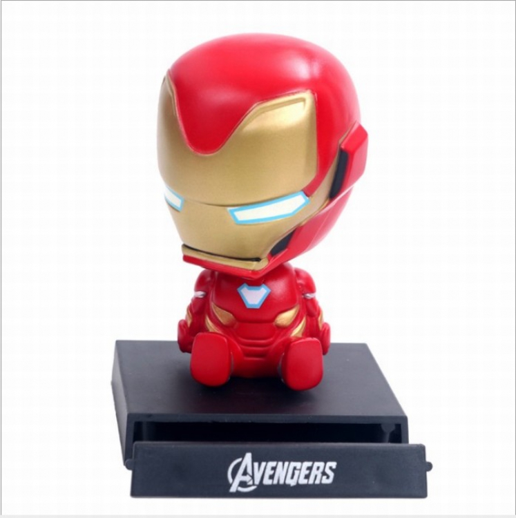 The avengers allianc iron Man Shake head Boxed Figure Decoration 12CM 0.15KG Mobile phone holder