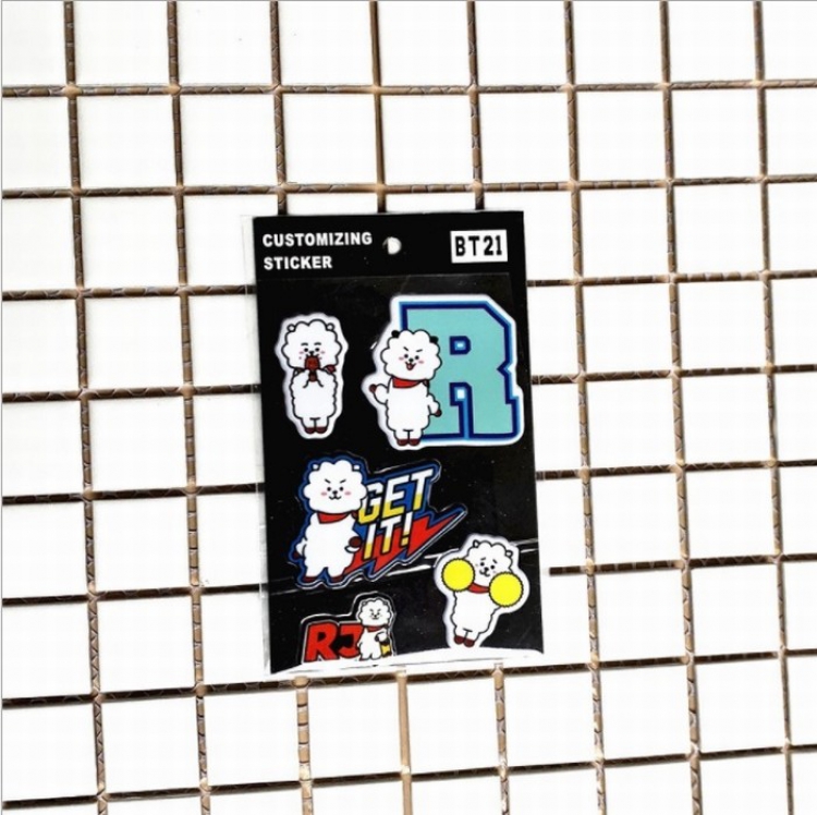 BTS BT21 Three-dimensional mobile phone stickers OPP bag 10X7.5CM 5G price for 10 pcs Style E