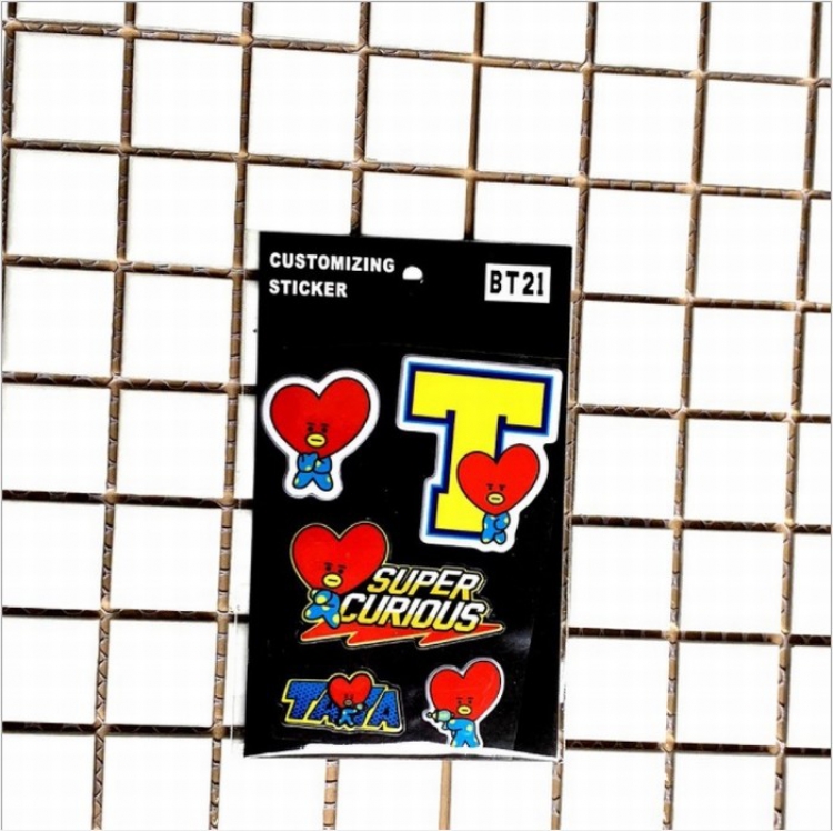 BTS BT21 Three-dimensional mobile phone stickers OPP bag 10X7.5CM 5G price for 10 pcs Style A