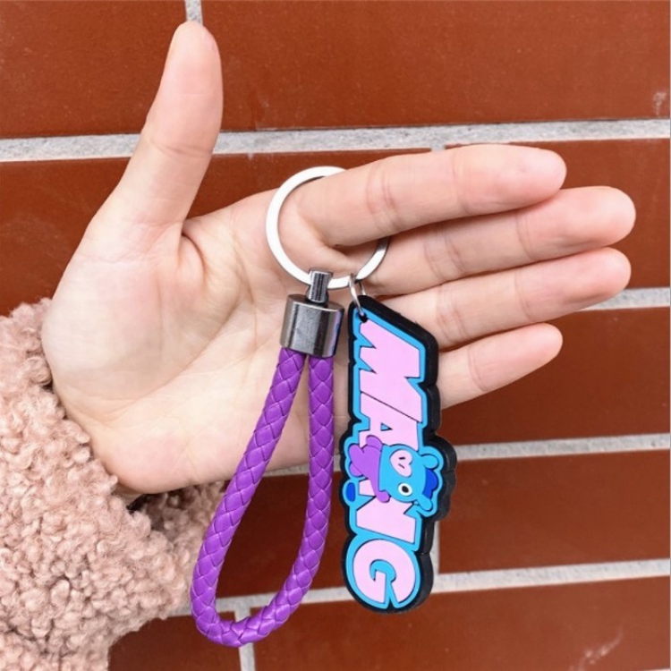 BTS BT21 Braided rope rubber key ring pendant 4X9CM 22G price for 5 pcs Style E
