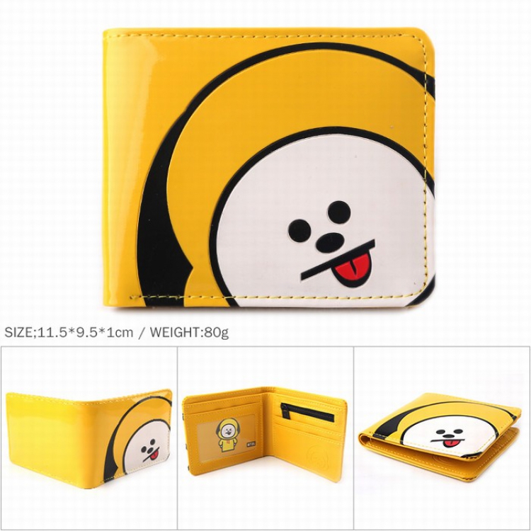 BTS BT21 Patent leather full color short print two fold wallet purse 11.5X9.5X1CM 80G Style F