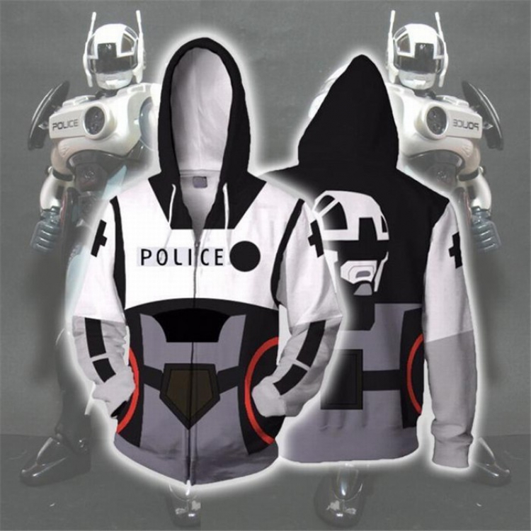 Computer police Cybercop Black and white Hoodie zipper sweater coat S-M-L-XL-XXL-3XL-4XL-5XL price for 2 pcs preorder 3 