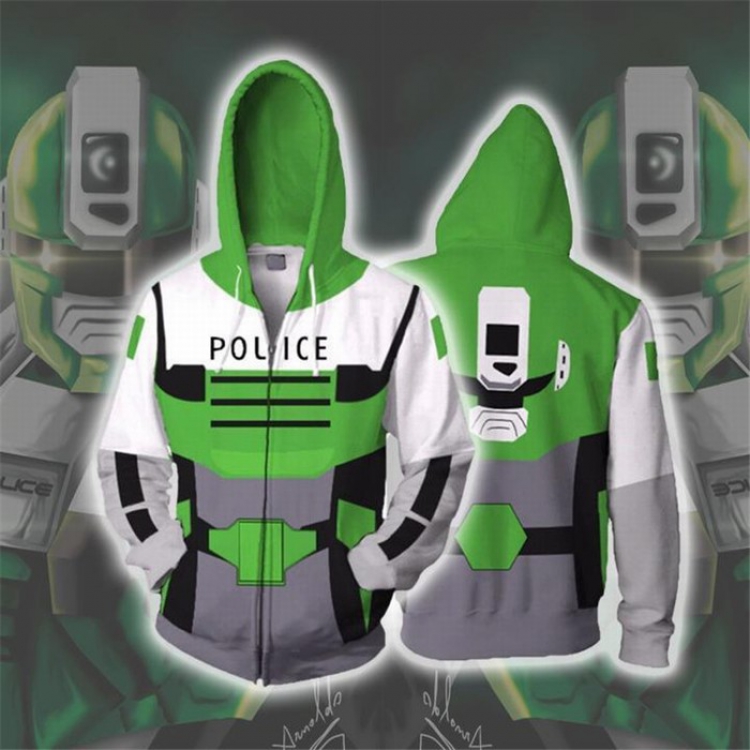 Computer police Cybercop Green and white Hoodie zipper sweater coat S-M-L-XL-XXL-3XL-4XL-5XL price for 2 pcs preorder 3 