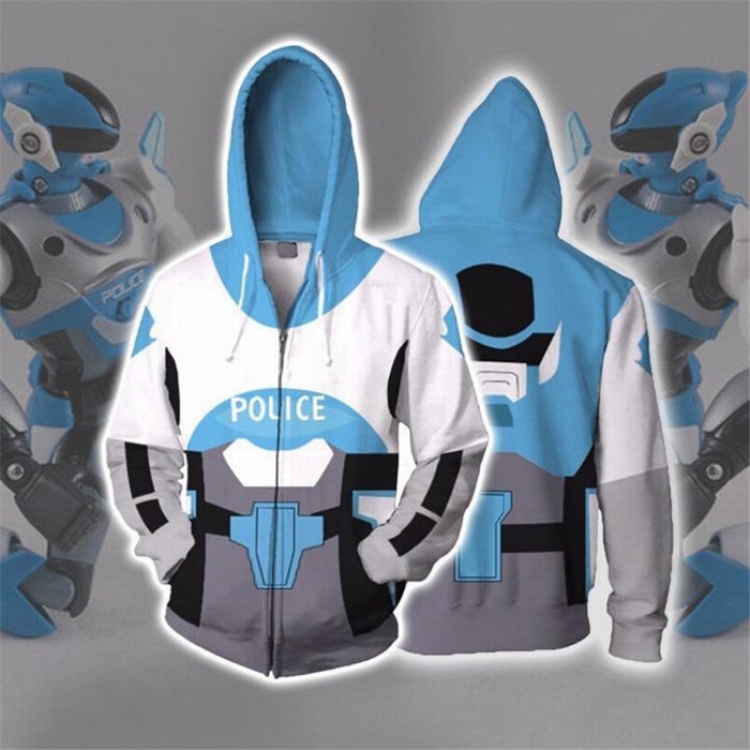 Computer police Cybercop Blue and white Hoodie zipper sweater coat S-M-L-XL-XXL-3XL-4XL-5XL price for 2 pcs preorder 3 d