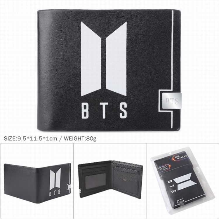 BTS Leather Short Two-fold Wallet Purse 9.5X11.5X1CM