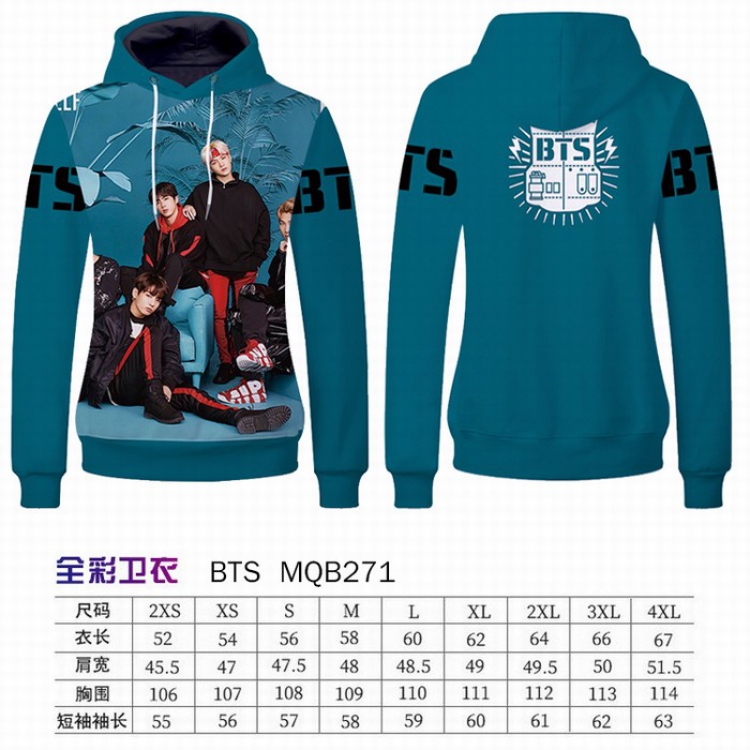 BTS Full Color Long sleeve Patch pocket Sweatshirt Hoodie 9 sizes from XXS to XXXXL MQB271