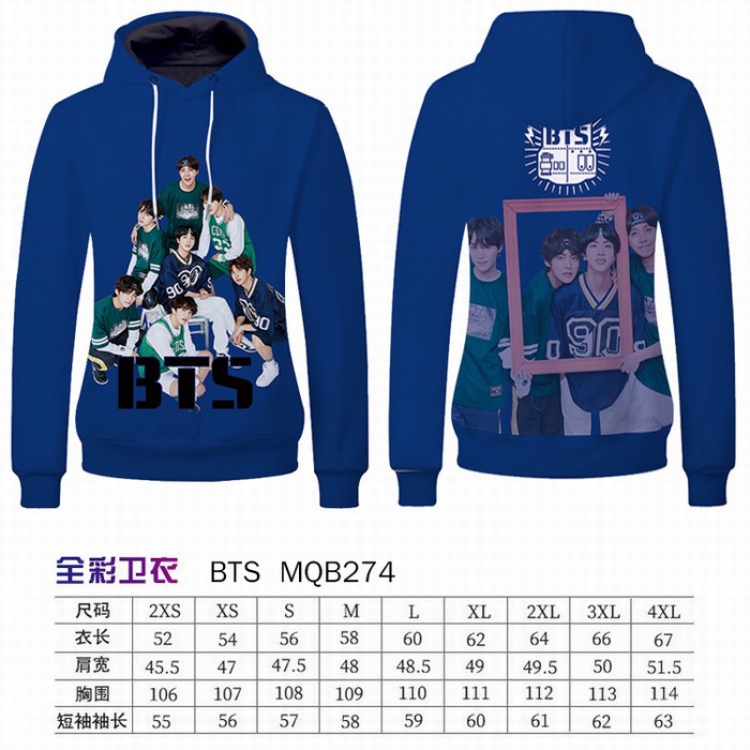 BTS Full Color Long sleeve Patch pocket Sweatshirt Hoodie 9 sizes from XXS to XXXXL MQB274