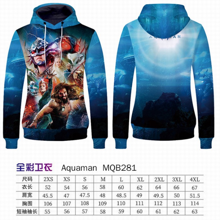 Aquaman Full Color Long sleeve Patch pocket Sweatshirt Hoodie 9 sizes from XXS to XXXXL MQB281