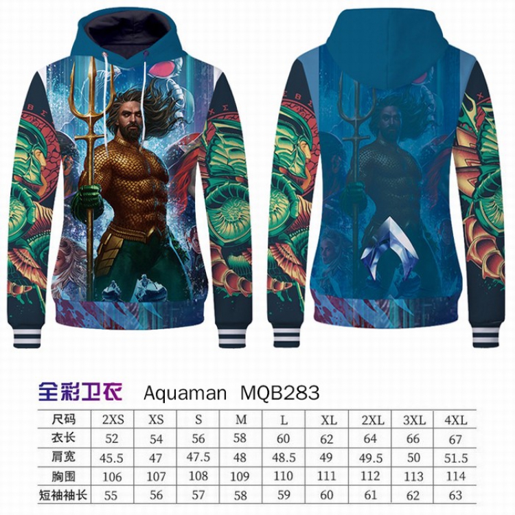 Aquaman Full Color Long sleeve Patch pocket Sweatshirt Hoodie 9 sizes from XXS to XXXXL MQB283