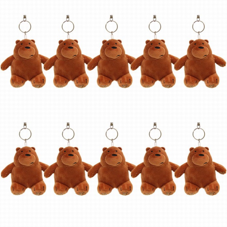 We Bare Bears Sitting position Brown bear a set of 10 Plush cartoon pendant keychain Style C 12CM