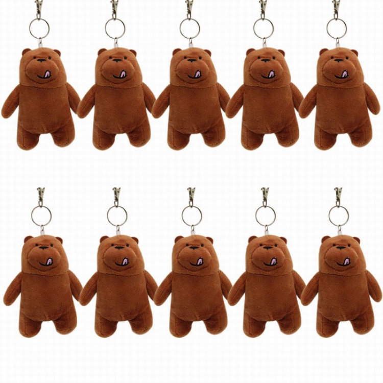We Bare Bears Standing posture Brown bear  price for 10 pcs Plush cartoon pendant keychain Style A 13CM