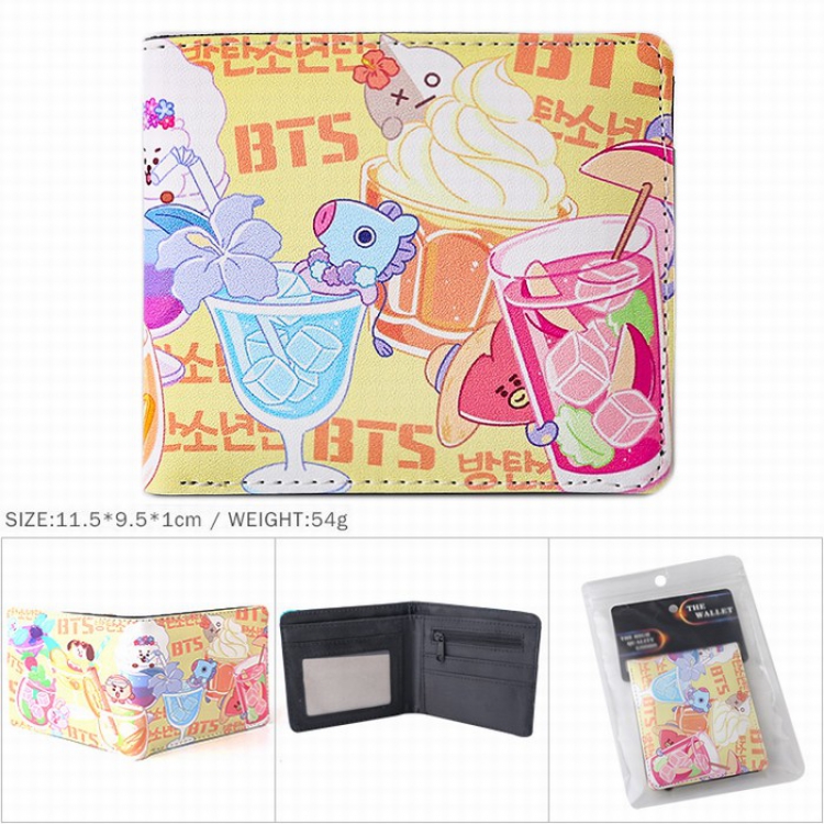 BTS Full color Twill two-fold short wallet Purse 11.5X9.5X1CM 54G