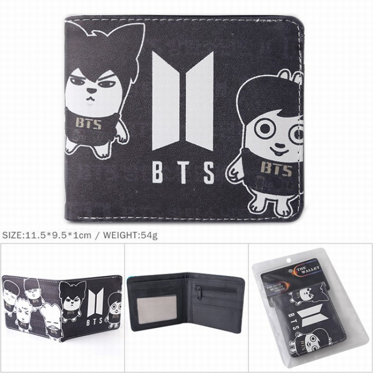 BTS Full color Twill two-fold short wallet Purse 11.5X9.5X1CM 54G