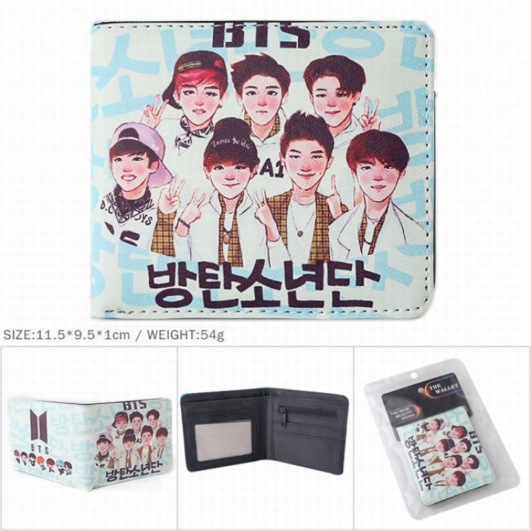 BTS  Full color Twill two-fold short wallet Purse 11.5X9.5X1CM 54G