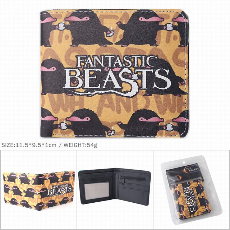 Fantastic Beasts and Where to Find Them Full color Twill two-fold short wallet Purse 11.5X9.5X1CM 54G