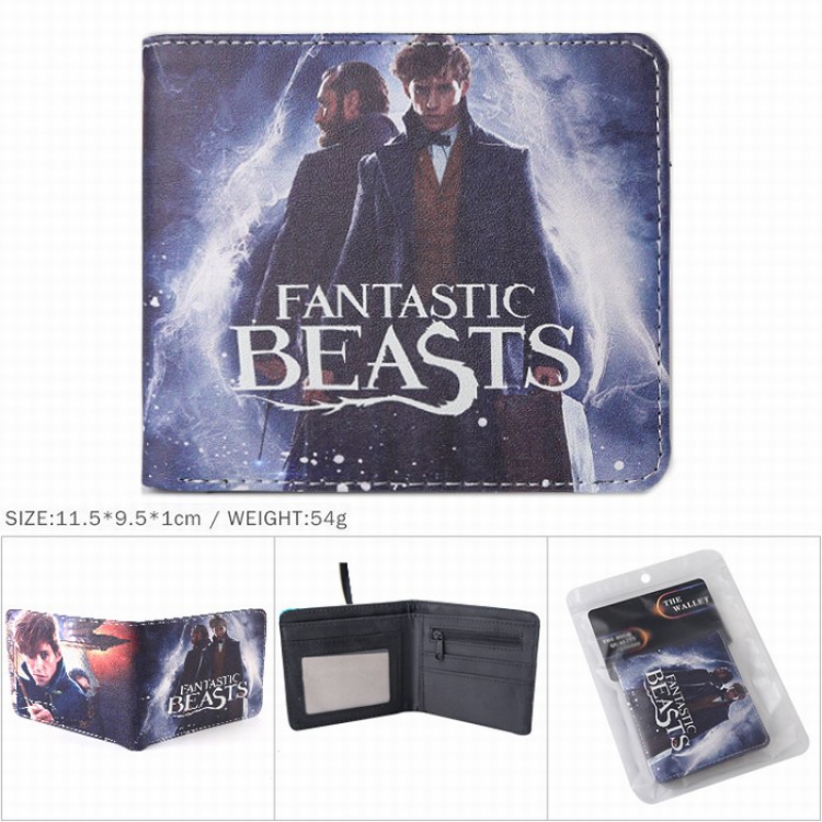 Fantastic Beasts and Where to Find Them Full color Twill two-fold short wallet Purse 11.5X9.5X1CM 54G