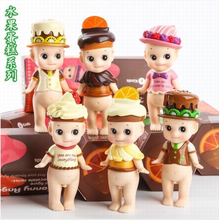 Sonny Angel BB doll Fruit cake series a set of 6 models Blind box independent packaging Figure Decoration 7-9CM