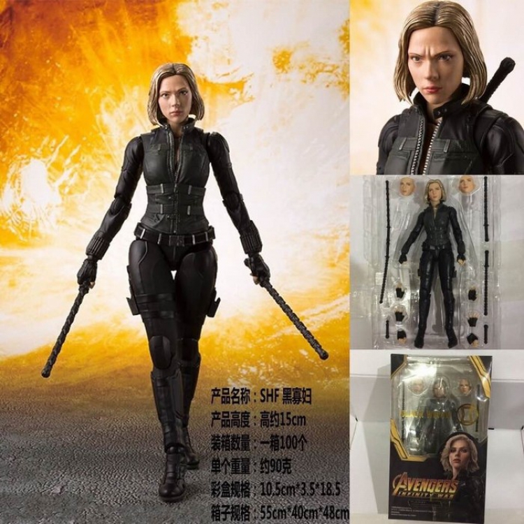 The avengers allianc SHF Black Widow Boxed Figure Decoration 15CM 90G a box of 100