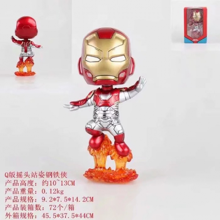 The avengers allianc Q version shaking head Standing posture Iron Man Boxed Figure Decoration 10-13CM a box of 72