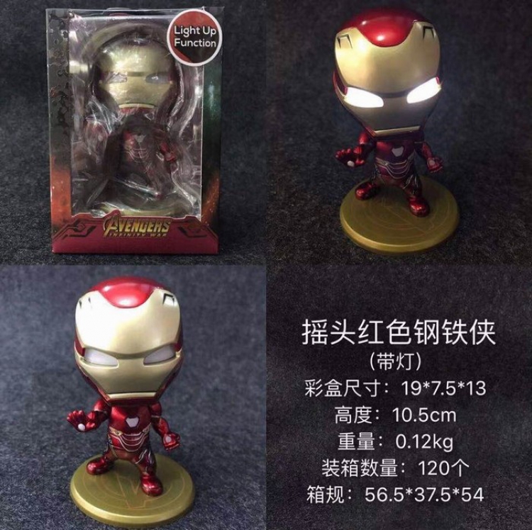 The avengers allianc haking head red Iron man With light Boxed Figure Decoration 10.5CM 0.12KG a box of 120