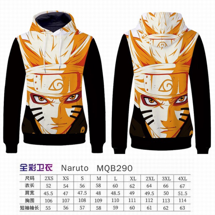 Naruto Full Color Long sleeve Patch pocket Sweatshirt Hoodie 9 sizes from XXS to XXXXL MQB290