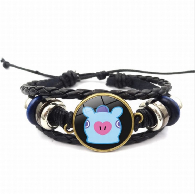 BTS BT21 Multilayer woven leather bracelet price for 5 pcs 26CM 15G Style E