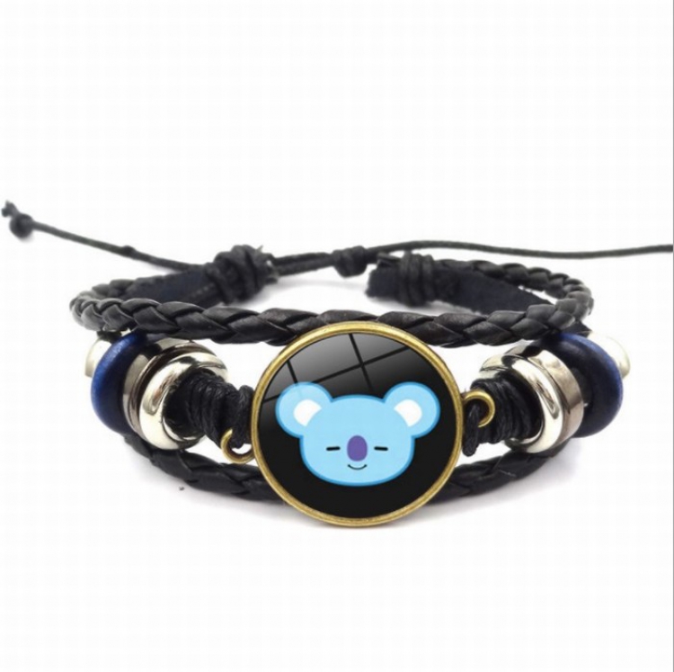 BTS BT21 Multilayer woven leather bracelet price for 5 pcs 26CM 15G Style C