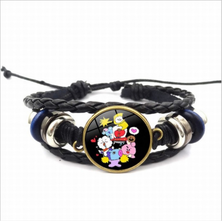 BTS BT21 Multilayer woven leather bracelet price for 5 pcs 26CM 15G Style B