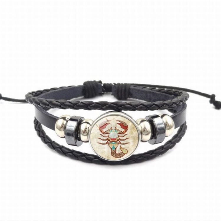 Twelve constellations Multilayer woven leather bracelet price for 5 pcs 26CM 15G Style H