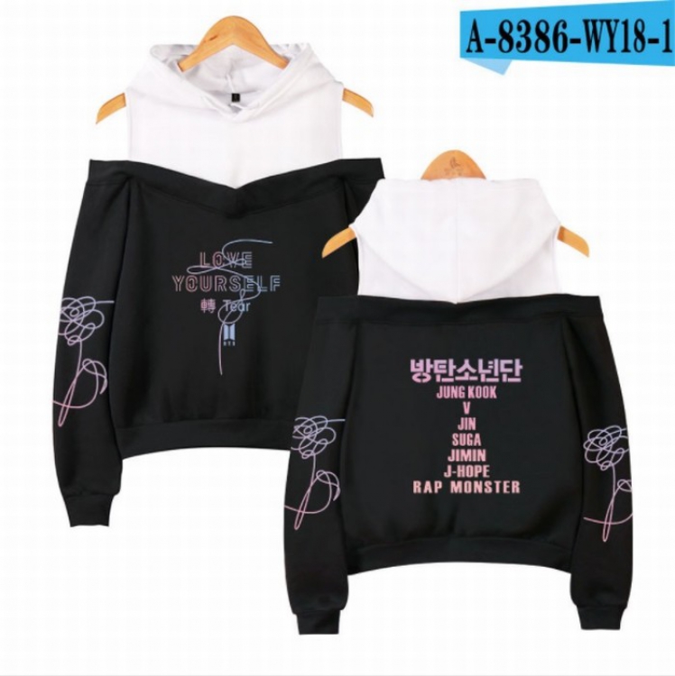 BTS Women's Printed loose long sleeve Hoodie off shoulder price for 2 pcs XS-S-M-L-XL-XXL preorder 3 days Style A