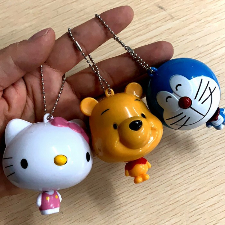 Winnie the pooh Cute creative cartoon With bell Key Chain pendant mixed colors price for 3 pcs