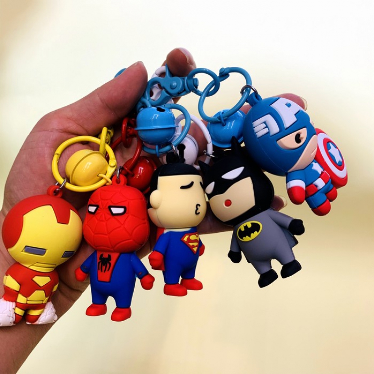 The avengers allianc Cute creative cartoon With bell Key Chain pendant mixed colors price for 5 pcs