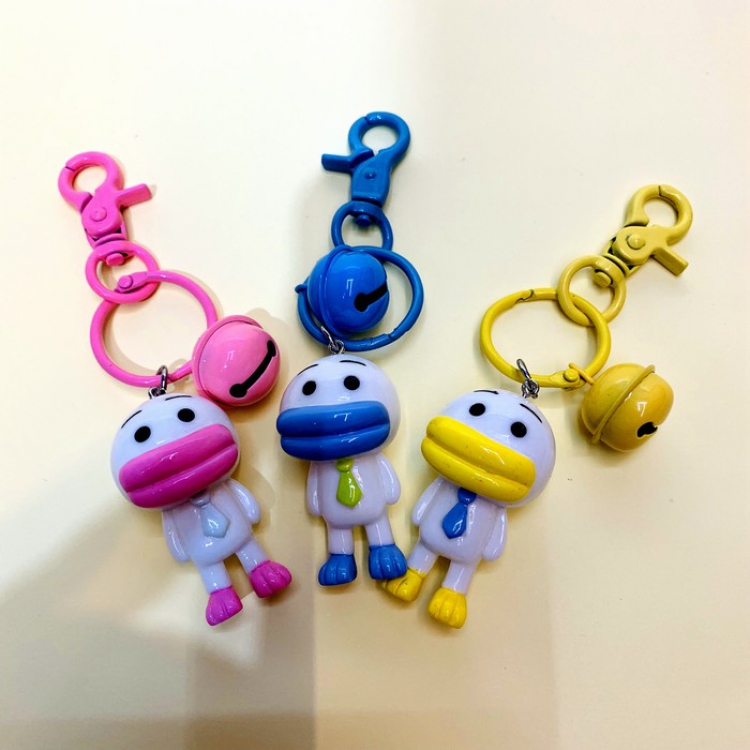 Cute creative cartoon With bell Key Chain pendant mixed colors price for 3 pcs