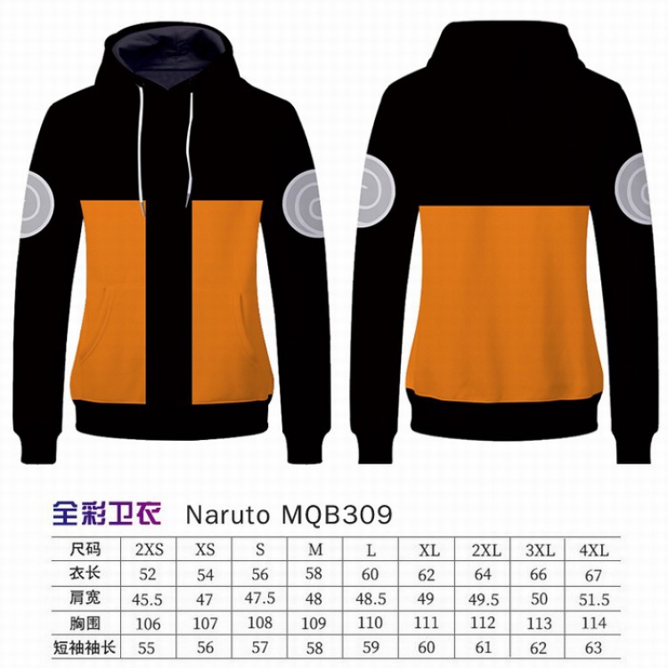 Naruto Full Color Long sleeve Patch pocket Sweatshirt Hoodie 9 sizes from XXS to XXXXL MQB309