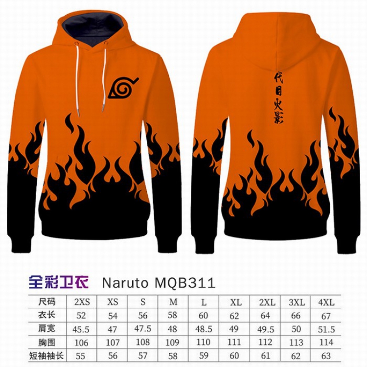 Naruto Full Color Long sleeve Patch pocket Sweatshirt Hoodie 9 sizes from XXS to XXXXL MQB311