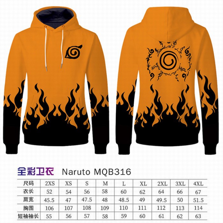 Naruto Full Color Long sleeve Patch pocket Sweatshirt Hoodie 9 sizes from XXS to XXXXL MQB316