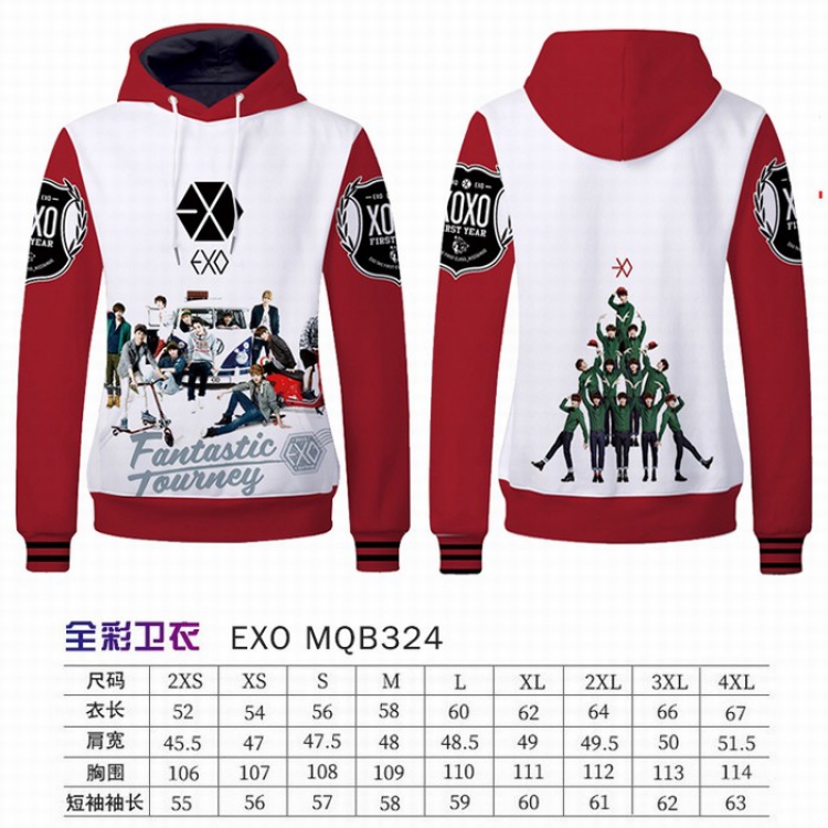 EXO Full Color Long sleeve Patch pocket Sweatshirt Hoodie 9 sizes from XXS to XXXXL MQB324