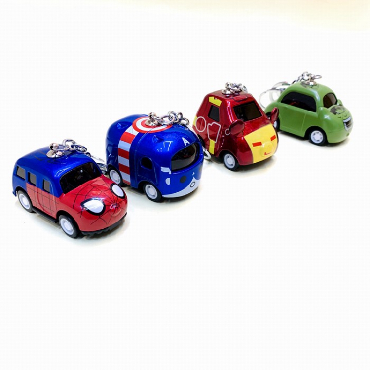 The avengers allianc Cartoon Q version Pull back car Key Chain Pendant a set of 4